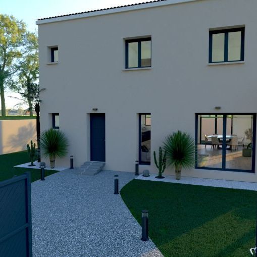 maison à étage de 131m2 avec 5 chambres dont une suite parentale salle de bains et salle d'eau équipée baignoire 170x75 ou bac a douche 90x120  meuble double ou simple vasque  une pièces de vie de 51m2 avec  cuisine ouverte sur un terrain de 978m2 à aix