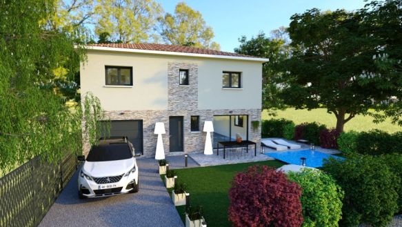 maison à étage de 110 m² avec 4 chambres dont une suite parentale une pièces de vie de 45 m² avec  cuisine ouverte + cellier sur un terrain de 362 m² à lançon de provence