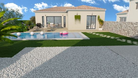 Maison neuve plain-pied de 90 m² sur terrain de 1000 m² à Istres, proche écoles et commodités