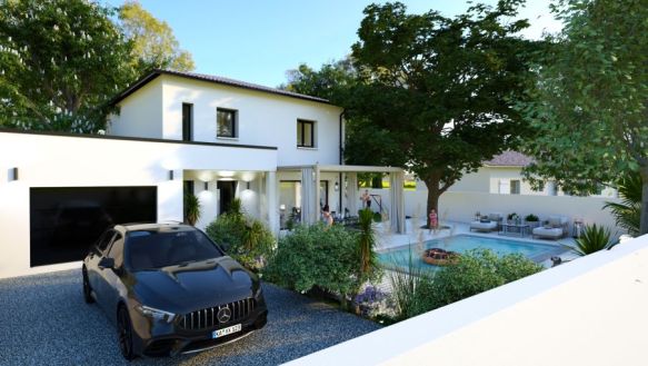 maison à étage de 145m2 avec garage de 17m2 4 chambres dont une suite parentale une pièces de vie de 52m2 avec cuisine ouverte sur un terrain de 1000m2 à aix en provence