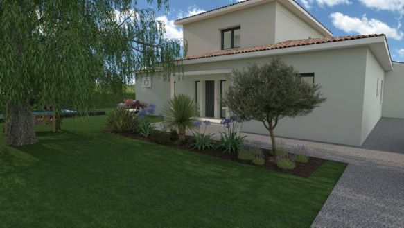 maison à étage de 102m² avec 2 chambres à l'étage une salle de bain équipée au rdc 1 suite parentale une pièces à vivre de 45m² cuisine ouverte sur un terrain de 452m² à istres