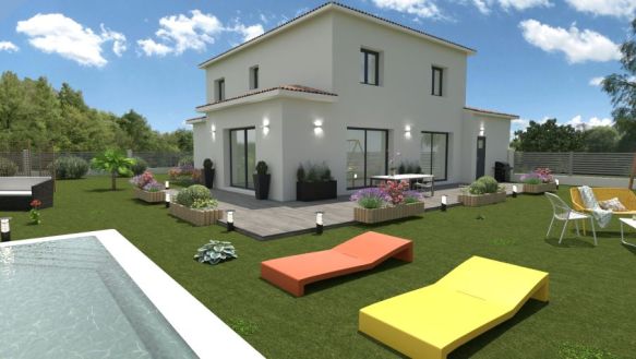 maison à étage de 150 m² + garage de 18 m²  avec 4 chambres dont une suite parentale salle d'eau et salle de bains équipée une pièces de vie de 52m2 avec cuisine ouverte sur un terrain de 1100 m² à cavaillon