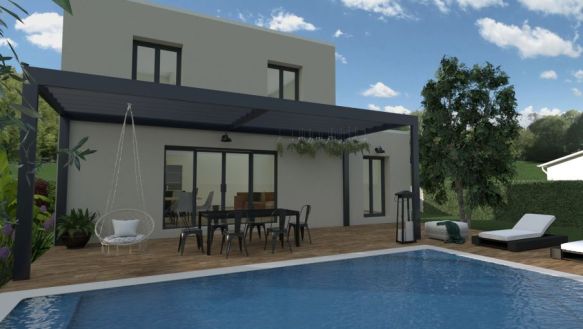 maison à étage de 97 m² avec 3 chambres une salle de bains équipée bac à douche extra plat 90x120 meuble double vasque une pièces de vie de 43 m² avec cuisine ouverte sur un terrain de 378 m² à martigues