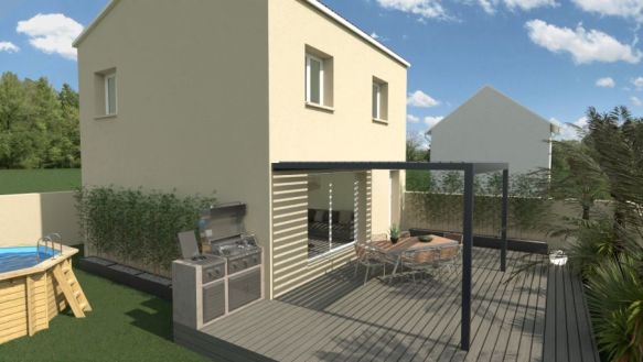 maison à étage de 84 m² avec 3 chambres une salle de bains équipée bac à douche extra plat 90x120 meuble double vasque une pièces de vie de 37 m² cuisine ouverte sur un terrain de 378 m² à martigues