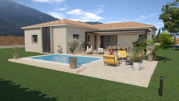 maison de plain pieds de 125 m² avec garage de 20 m² 3 chambres dont une suite parentale une pièces de vie de 47 m² avec cuisine ouverte sur un terrain de  1436 m² à istres