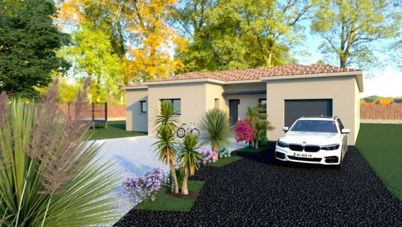 maison de plain pieds de 125 m² avec garage de 20 m² 4 chambres salle d'eau équipée une pièces de vie spacieuse sur un terrain de 850 m²  à la fare les oliviers