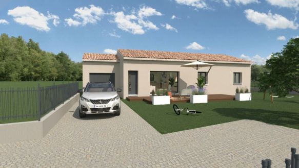 Maison plain-pied 92 m² avec garage sur terrain viabilisé de 720 m² à Cheval-Blanc (84460)