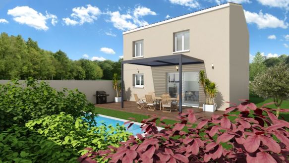 maison à étage de 84 m² avec garage intégrer de 16 m² 3 chambres une salle de bain équipée une pièces de vie ouverte sur un terrain de 540 m² au plan de pennes